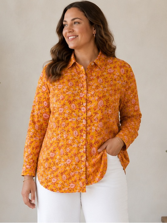 Talbots Tops - Talbots Plus Floral Button Front Cotton Blouse Botanical Boho Cottagecore 2X